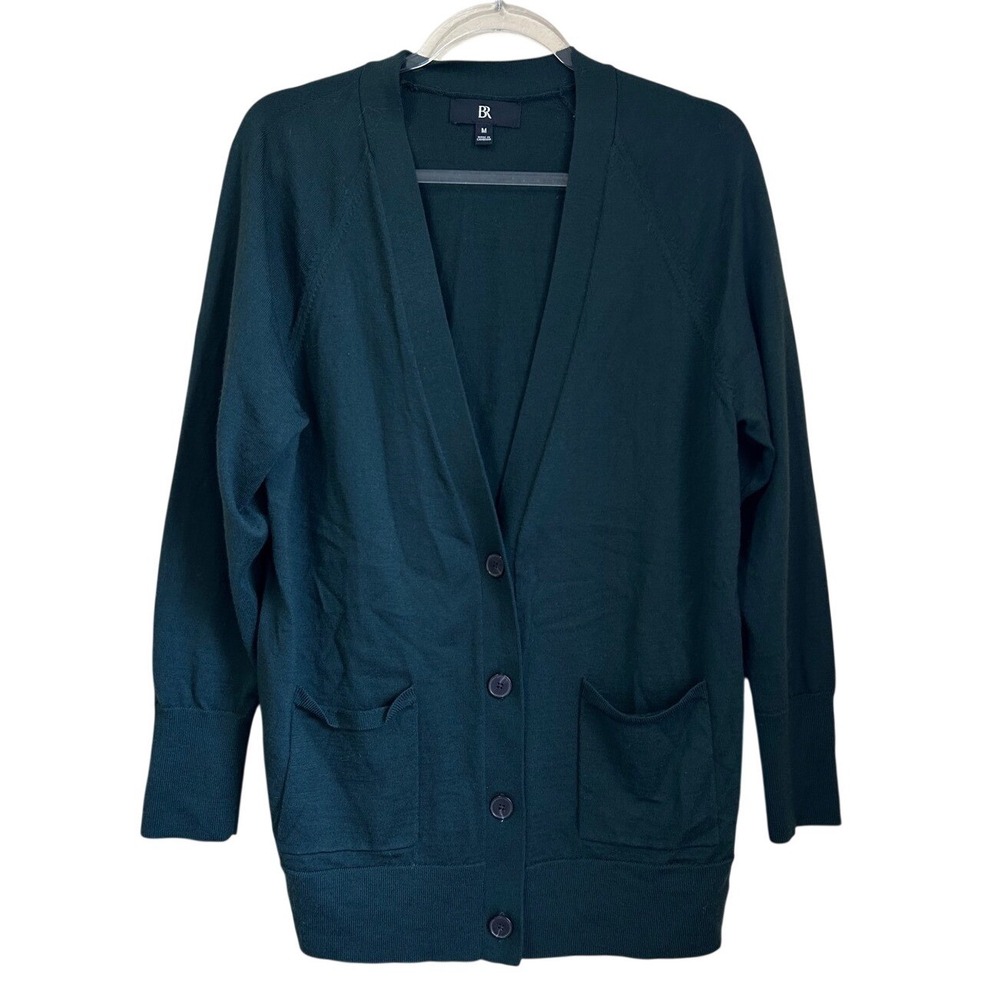 Banana Republic Merino Wool Cardigan Forest Green long Cardigan Medium Library